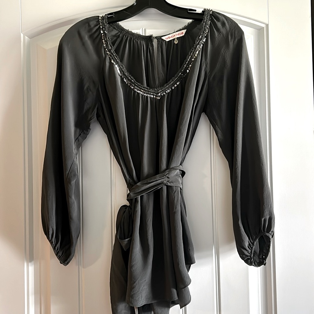 Rebecca Taylor Gray Silk Blouse, size 4
